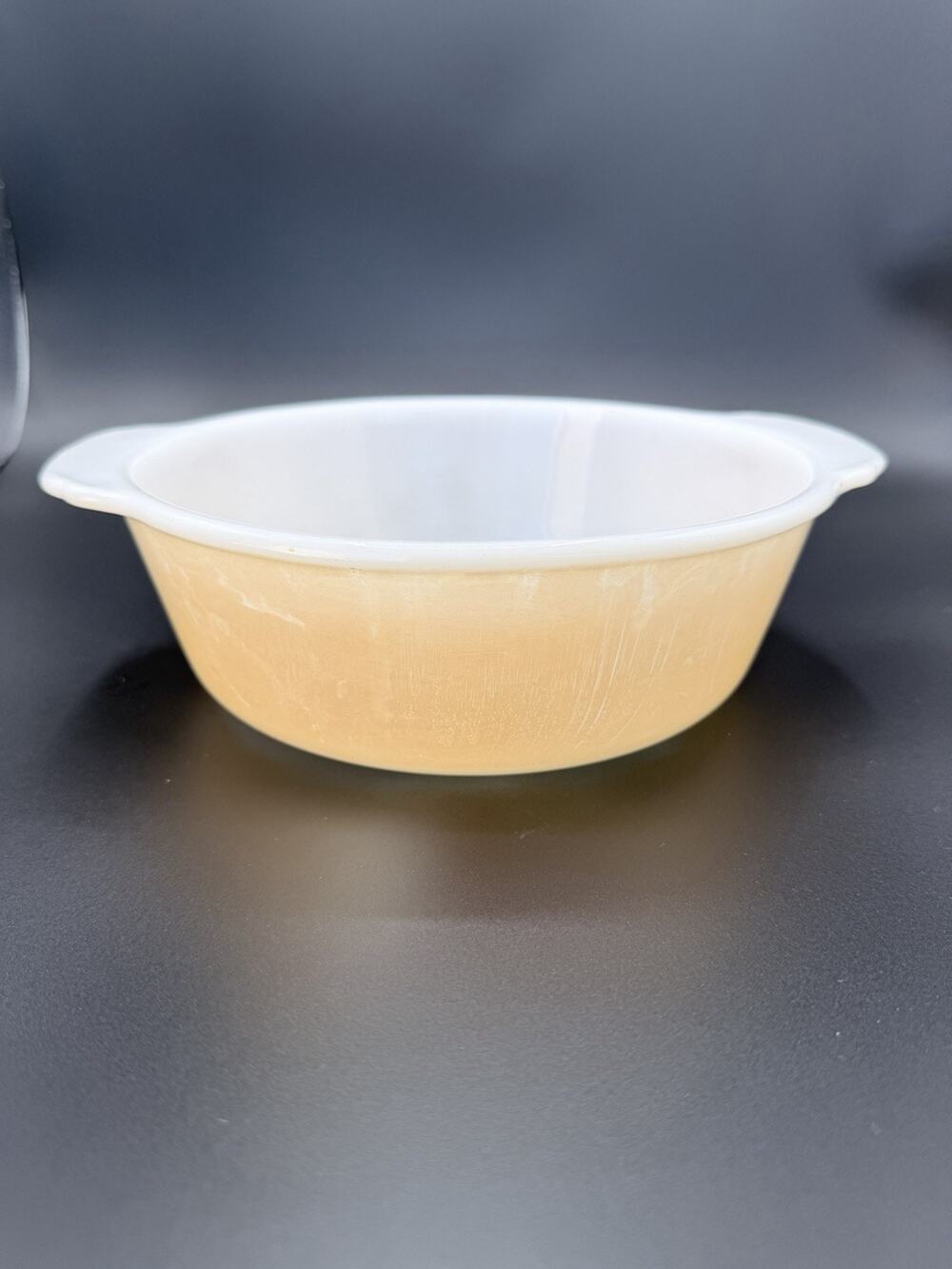 Vintage Fire King Peach Luster Round Casserole Baking Dish